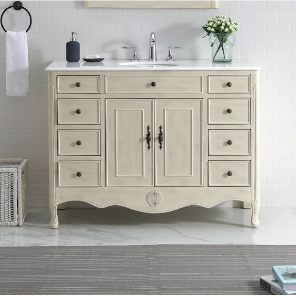 One Allium Way® Genevieve 60'' Double Bathroom Vanity with Marble Top